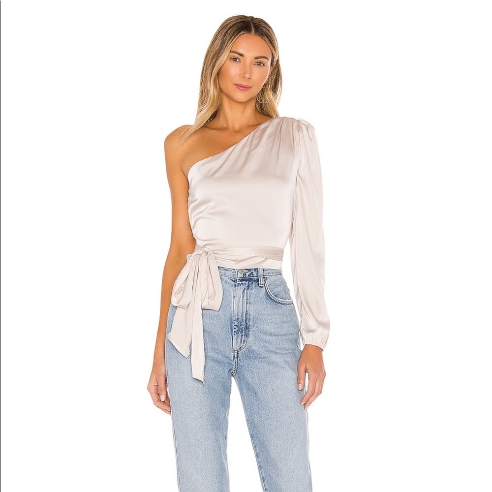 One shoulder satin top
